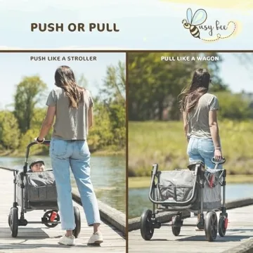 Busy Bee Foldable Wagon Stroller for 2 Kids - Grey
