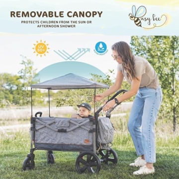 Busy Bee Foldable Wagon Stroller for 2 Kids - Grey