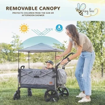 Busy Bee Foldable Wagon Stroller for 2 Kids - Grey