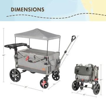 Busy Bee Foldable Wagon Stroller for 2 Kids - Grey