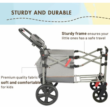 Busy Bee Foldable Wagon Stroller for 2 Kids - Grey