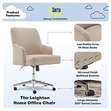 Elegant Serta Leighton Memory Foam Desk Chair in Beige