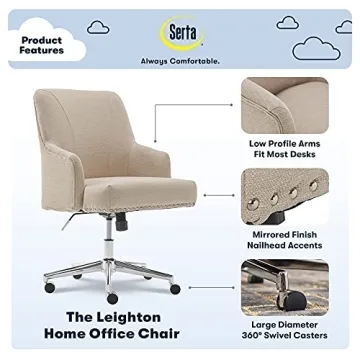 Elegant Serta Leighton Memory Foam Desk Chair in Beige