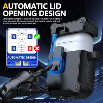 RFUNGUANGO for Airpods 2nd and 1st Generation Protective Cases Automatic Pop-up with Safety Lock Cli...