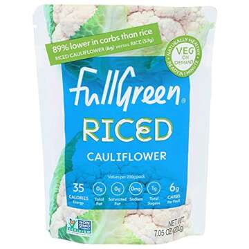 Fullgreen Cauliflower Rice - Low-Carb & Low-Cal Cauliflower Rice - 89% Less Carbs Than Rice - Vegan,...