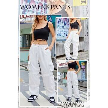 Trendy QYANGG Baggy Parachute Pants for Comfortable Style with Pockets