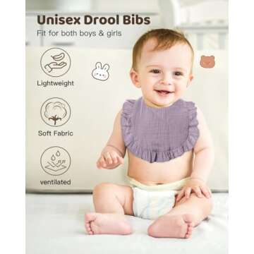 Lictin Muslin Bibs 8-Pack for Babies - Soft & Absorbent