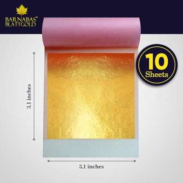 Barnabas Blattgold 24K Edible Gold Leaf - Exquisite Cake Decoration, Easy Transfer Sheets
