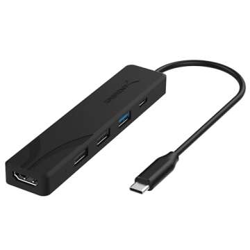 SABRENT USB C Hub, 5-in-1 USB C Multi-Port Dongle with 4K HDMI to USB C, USB to HDMI Adapter, 100W Power Delivery, 1 USB 3.0 & 2 USB 2.0 Ports, For MacBook Pro, USB C Laptops, Type-C Devices (HB-TC5P)