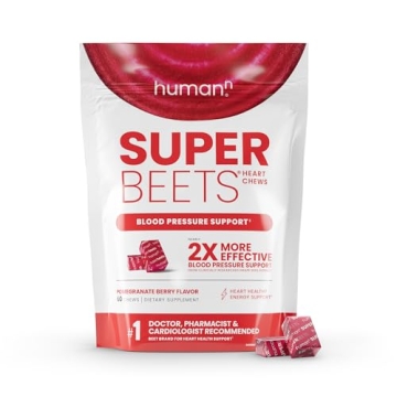 humanN SuperBeets Heart Chews, Nitric Oxide and Blood Pressure Support, Grape Seed Extract & Non-GMO...