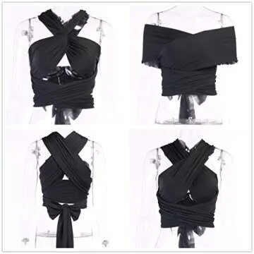 Women's Sexy Criss Cross Bandage Crop Halter Top