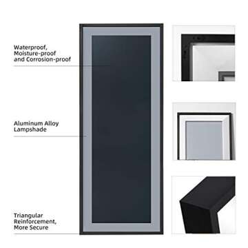 LAIYA 65”x 21” Full Length Wall Mirror with 3 Colors LED Light, Stand Up Body Mirror and Wall Full Body Mirror, Tall Full Size Mirror for Bedroom Cloakroom Gyms, Giant Floor Dressing Mirror