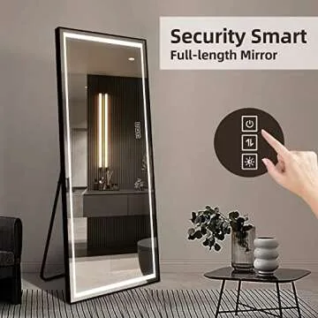 LAIYA 65”x 21” Full Length Wall Mirror with 3 Colors LED Light, Stand Up Body Mirror and Wall Full Body Mirror, Tall Full Size Mirror for Bedroom Cloakroom Gyms, Giant Floor Dressing Mirror