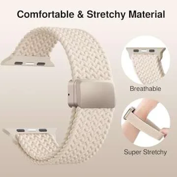 HEARTBOOM Braided Stretchy Band for Apple Watch - Soft Adjustable Sports Strap