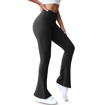 Gyiefcg Womens High Waist Flare Yoga Leggings Scrunch Butt Lifting Bell Bottoms Bootcut Workout Pant...