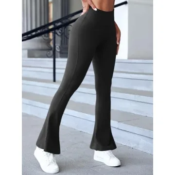 Gyiefcg Womens High Waist Flare Yoga Leggings Scrunch Butt Lifting Bell Bottoms Bootcut Workout Pants with Pockets Black