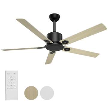 BECLOG Outdoor Ceiling Fan, Ceiling Fans 52” with Remote Control Ceiling Fan Modern with 6 Speeds ...
