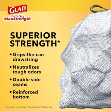 Durable Glad ForceFlex MaxStrength Kitchen Trash Bags 13 Gal