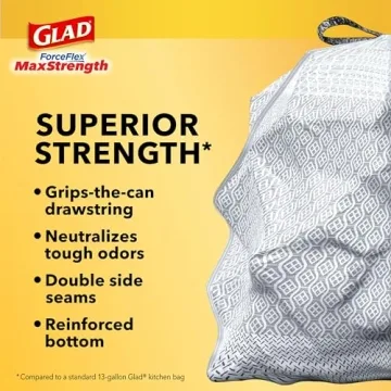 Durable Glad ForceFlex MaxStrength Kitchen Trash Bags 13 Gal