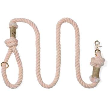 PUPPYSENTIALS Premium Dog Rope Leash, 5ft Soft & Durable Braided Cotton Rope Leash for Medium Dogs/L...
