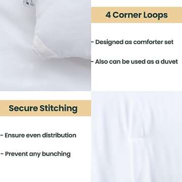 Paxrac Classic Pure White Comforter King Size, 3 Pieces Boho Comforter Set, Lightweight Solid Bedding Set, All Seasons Soft Breathable King Comforter Set (104x90In Comforter & 2 Pillowcases)