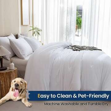 Paxrac Classic Pure White Comforter King Size, 3 Pieces Boho Comforter Set, Lightweight Solid Bedding Set, All Seasons Soft Breathable King Comforter Set (104x90In Comforter & 2 Pillowcases)