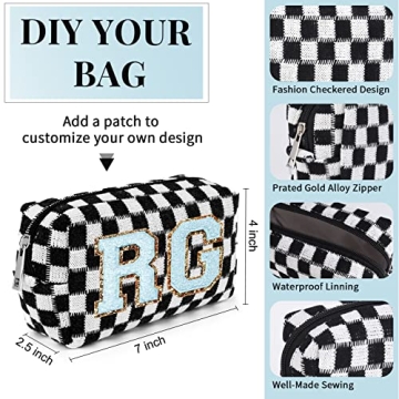 SOIDRAM 6 Pcs Checkered Makeup Bags - Cute & Customizable