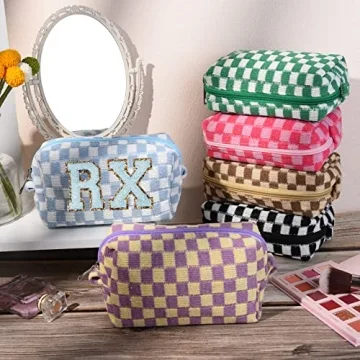 SOIDRAM 6 Pcs Checkered Makeup Bags - Cute & Customizable