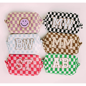 SOIDRAM 6 Pcs Checkered Makeup Bags - Cute & Customizable
