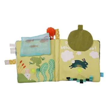 Manhattan Toy Fairytale Peek-a-Boo Soft Activity Crinkle Book for Baby & Toddler with Tethered Bunny Squeaker Small