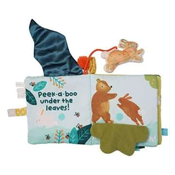 Manhattan Toy Fairytale Peek-a-Boo Soft Activity Crinkle Book for Baby & Toddler with Tethered Bunny Squeaker Small