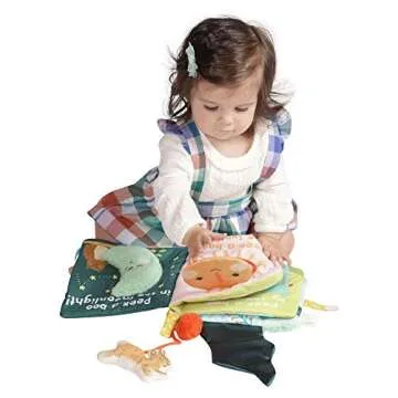 Manhattan Toy Fairytale Peek-a-Boo Soft Activity Crinkle Book for Baby & Toddler with Tethered Bunny Squeaker Small