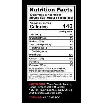 Optimum Nutrition Performance Whey Isolate Protein Powder, Naturally Flavored Chocolate, 40 Servings