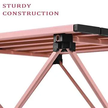 Grope Portable Beach Table for Sand with Aluminum Table Top, Folding Camping Table Easy to Carry, Prefect for Outdoor, Picnic, BBQ, Cooking, Festival, Beach, Home (Pink-S)