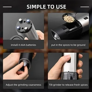 Rocyis Electric Salt and Pepper Grinder Set with LED Light