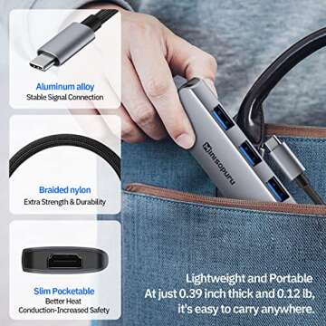 Usb C Hub Multiport Adapter, Minisopuru USB C Dock For Laptop, 7 In 1 USB C Dongle With 4k HDMI, USB3.0, 100W Powered PD Port, TF/SD Card Reader, Compatible For MacBook Air, MacBook Pro, XPS, And More