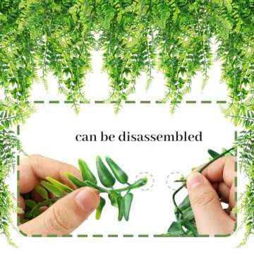 QUOZUO 2 Pack Reptile Plants Terrarium Hanging Plant Artificial Leaves Reptile Hide with Suction Cup, Reptile Tank Accessories for Bearded Dragon Lizard Snake Geckos Chameleon