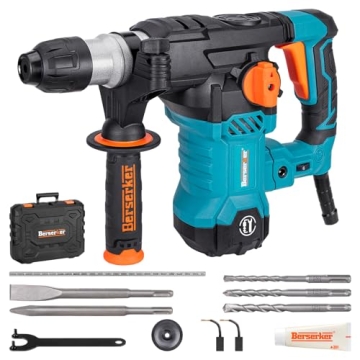 Berserker 1-1/4" SDS-Plus Rotary Hammer Drill with Vibration Control,Safety Clutch,12.5 Amp 4 Functi...