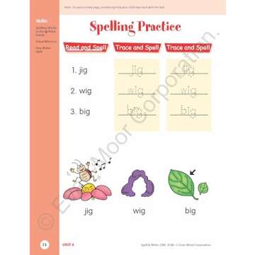 Evan-Moor Skill Sharpeners Spell and Write Workbook, Kindergarten, Spelling Patterns, Test Prep, Word Families, Short Vowels, Grammar, Punctuation, Matching, Vocabulary, Activities, Homeschool