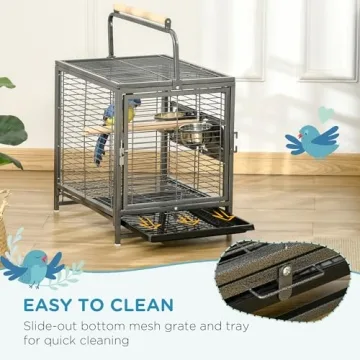 PawHut 18" Heavy Duty Travel Bird Cage Carrier for Birds