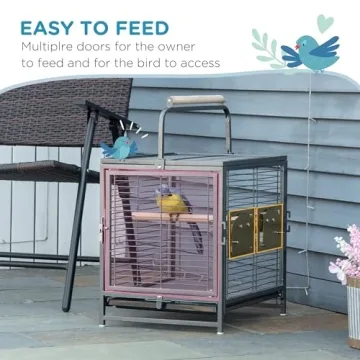 PawHut 18" Heavy Duty Travel Bird Cage Carrier for Birds