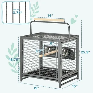 PawHut 18" Heavy Duty Travel Bird Cage Carrier for Birds