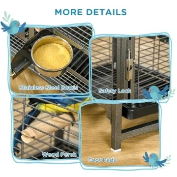 PawHut 18" Heavy Duty Travel Bird Cage Carrier for Birds