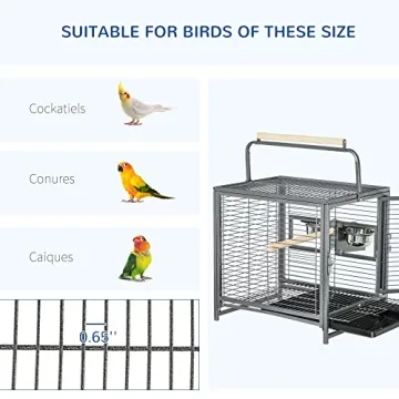 PawHut 18" Heavy Duty Travel Bird Cage Carrier for Birds