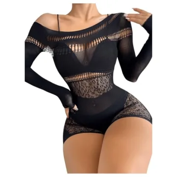Elegant SHENHE Mesh Hollow Out Babydoll Lingerie - One Size