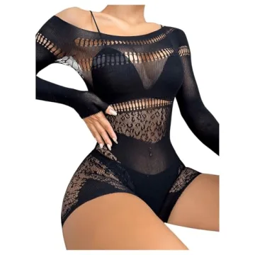 Elegant SHENHE Mesh Hollow Out Babydoll Lingerie - One Size