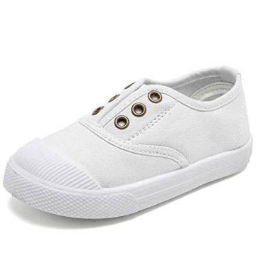 Kids Canvas Sneaker Slip-on Baby Boys Girls Casual Fashion Shoes CAND041-White-25N1