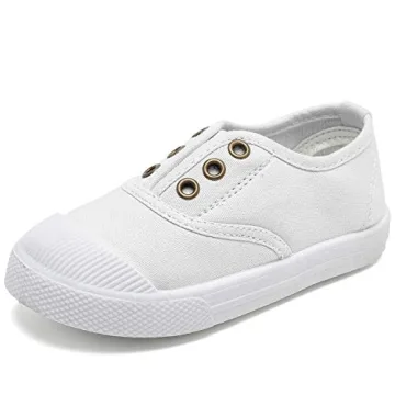 Kids Canvas Sneaker Slip-on Baby Boys Girls Casual Fashion Shoes CAND041-White-25N1