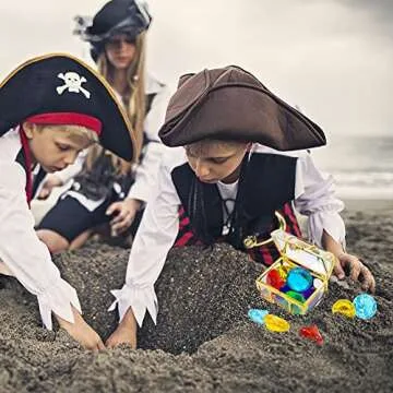 Diving Gem Pool Toy 6 Big Colorful Diamonds Set with Treasure Pirate Box Summer Swimming Toys Dive Throw Underwater for Use Treasures Gift Sets (golden)