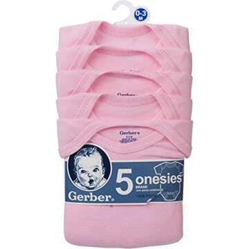 Gerber Baby 5-Pack Solid Pink Onesies Bodysuits for 3-6 Months